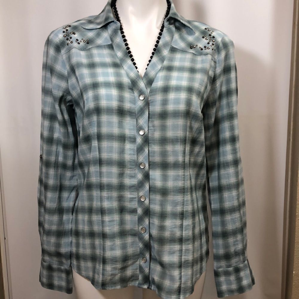 a.n.a. country western style long sleeve blouse